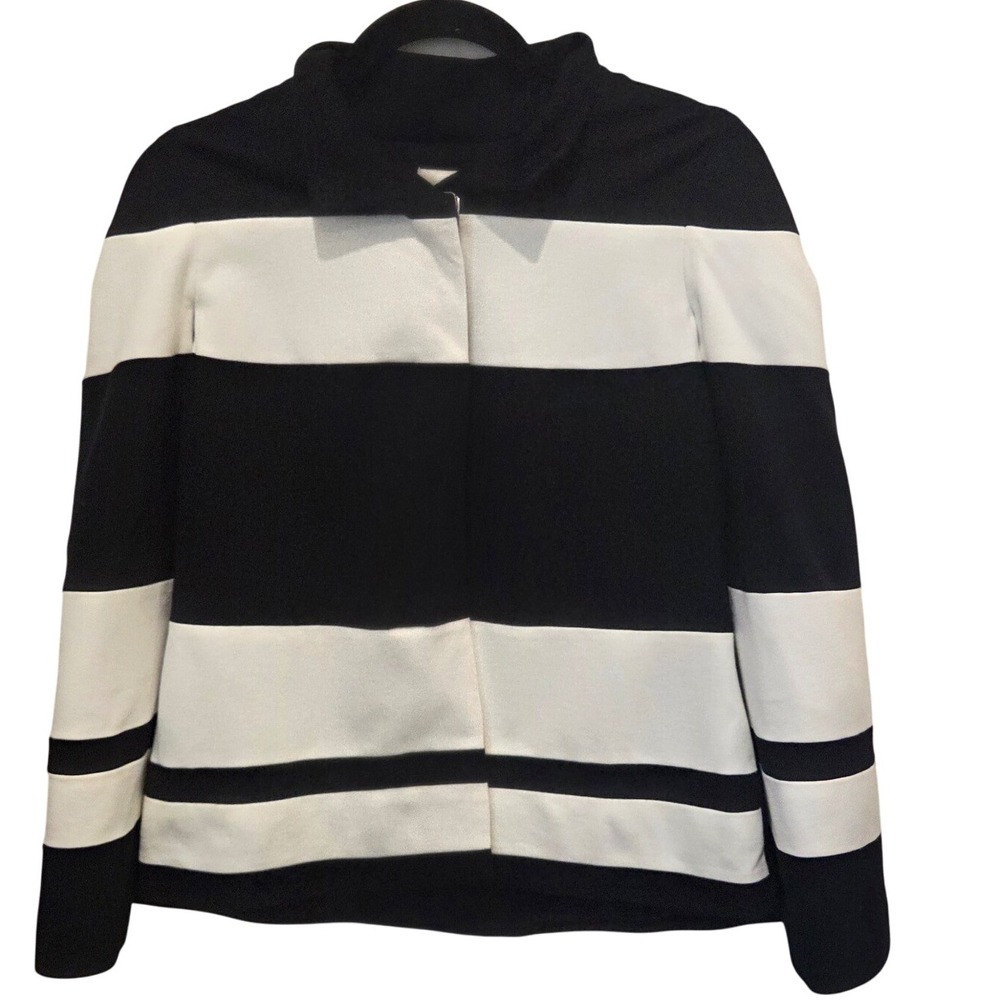 Chico's Black White Stripe Cape Women's Career Minimalist Classic Retro Size S